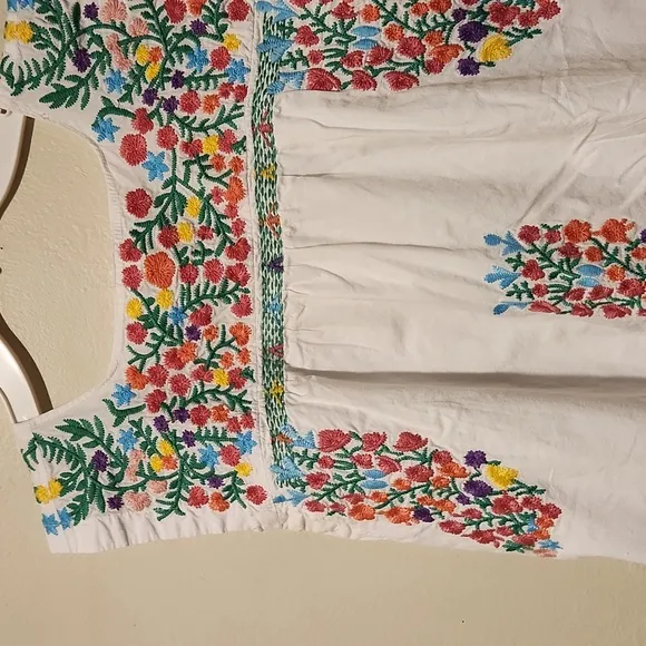 ❤️ J. MARIE EMBROIDERED FLORAL COTTON MINI SHIFT DRESS, XS