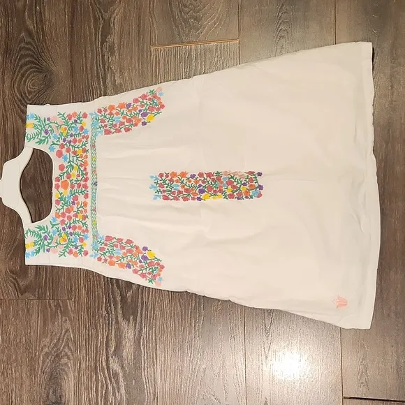 ❤️ J. MARIE EMBROIDERED FLORAL COTTON MINI SHIFT DRESS, XS
