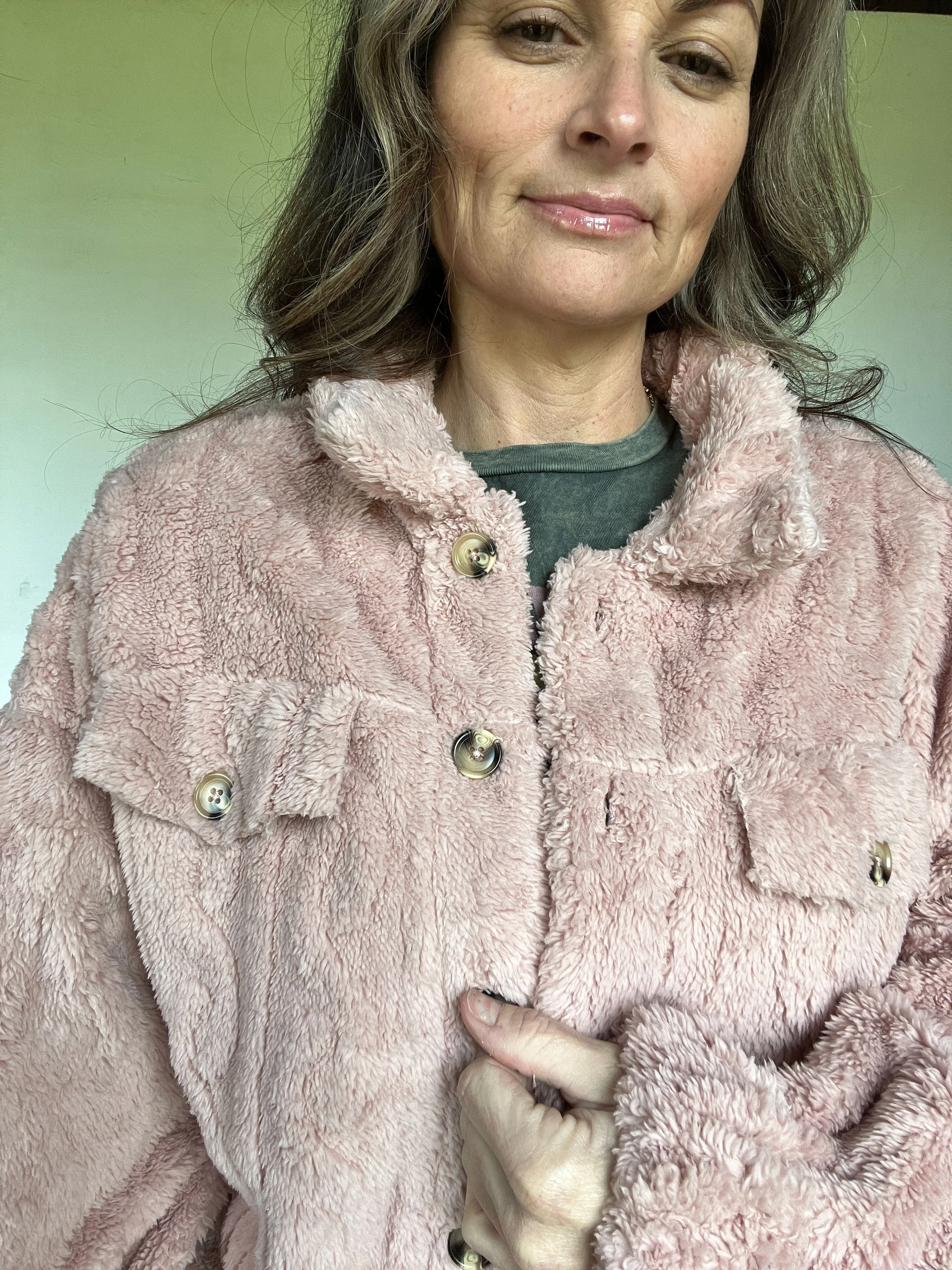 102326 Blush Pattern Soft Fleece Fur Shacket