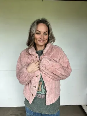 102326 Blush Pattern Soft Fleece Fur Shacket