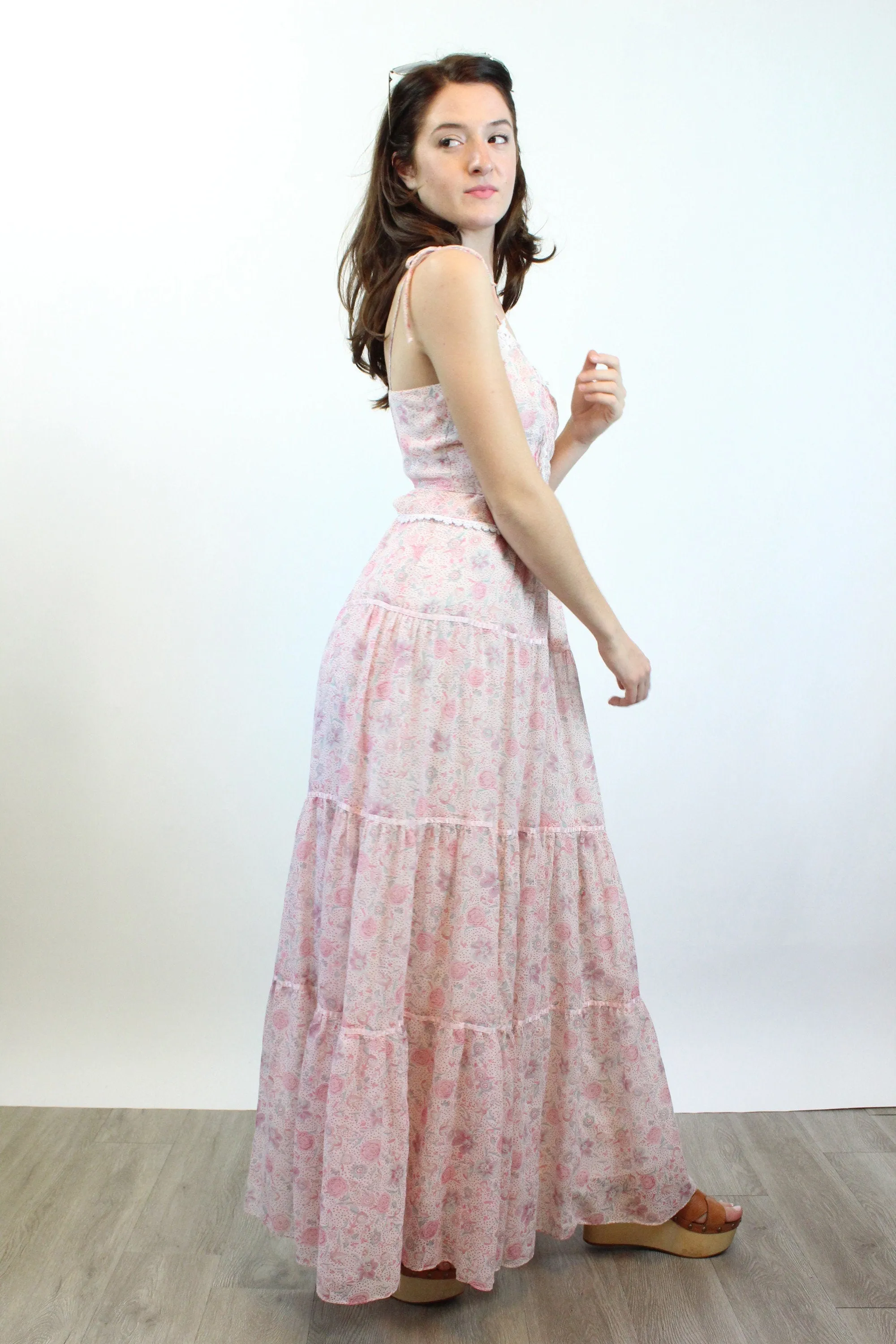 1970s CANDI JONES floral maxi dress xs | new spring summer