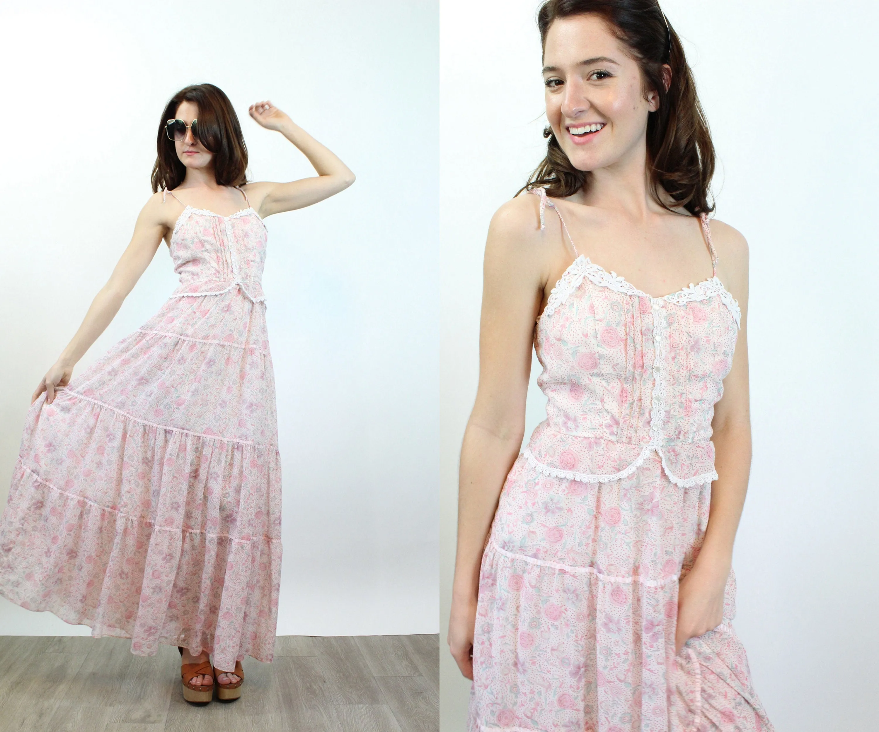 1970s CANDI JONES floral maxi dress xs | new spring summer