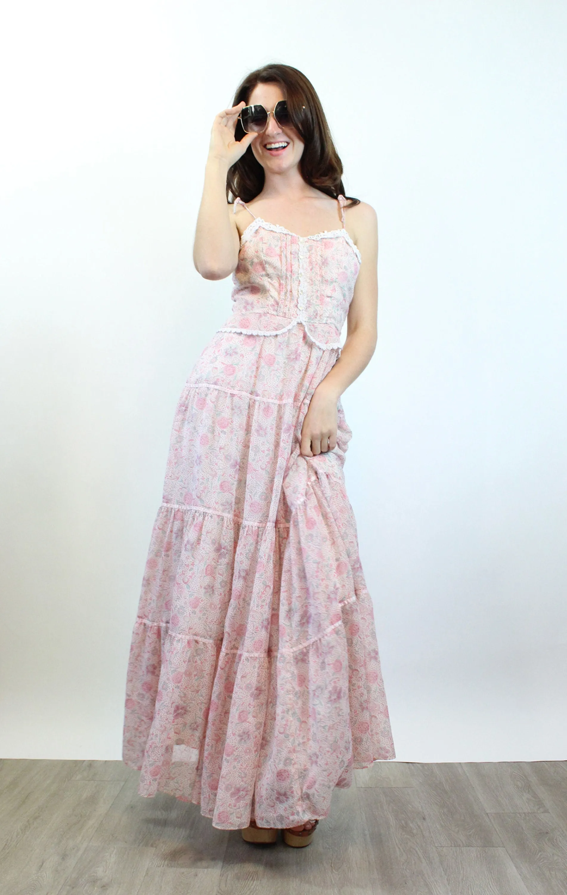 1970s CANDI JONES floral maxi dress xs | new spring summer