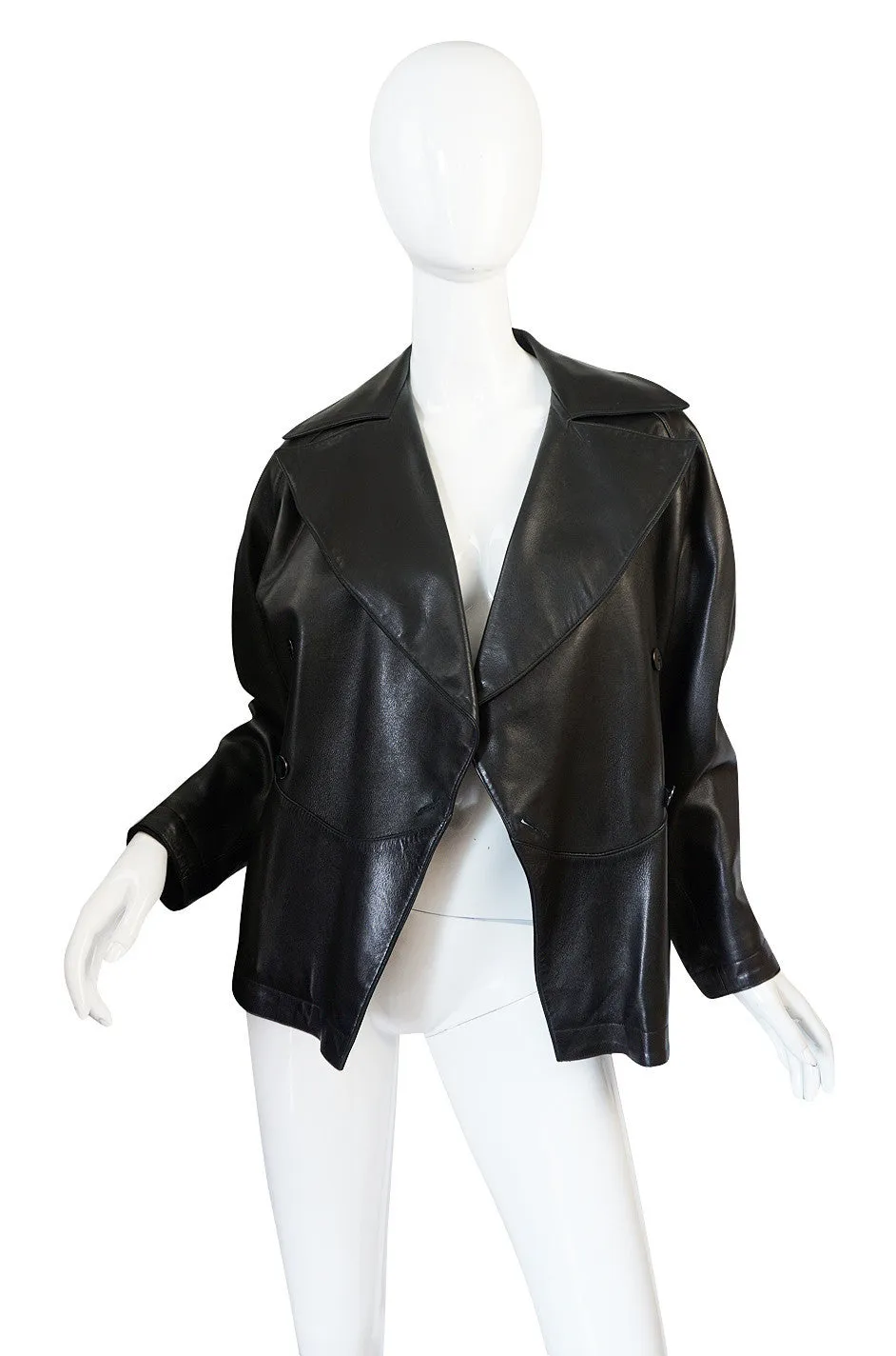 1980s Azzedine Alaia Fitted Black Leather Biker Jacket