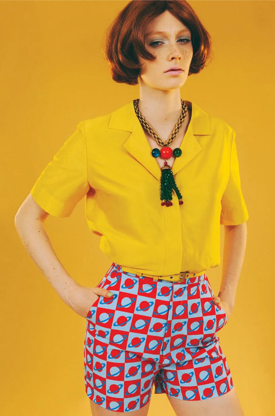 1980s Mila Schon Yellow Shift Dress & Belt