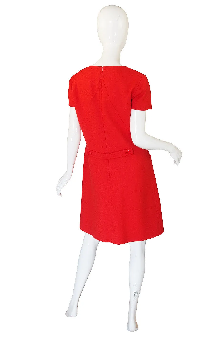 1980s Red Seamed Courreges Shift Dress