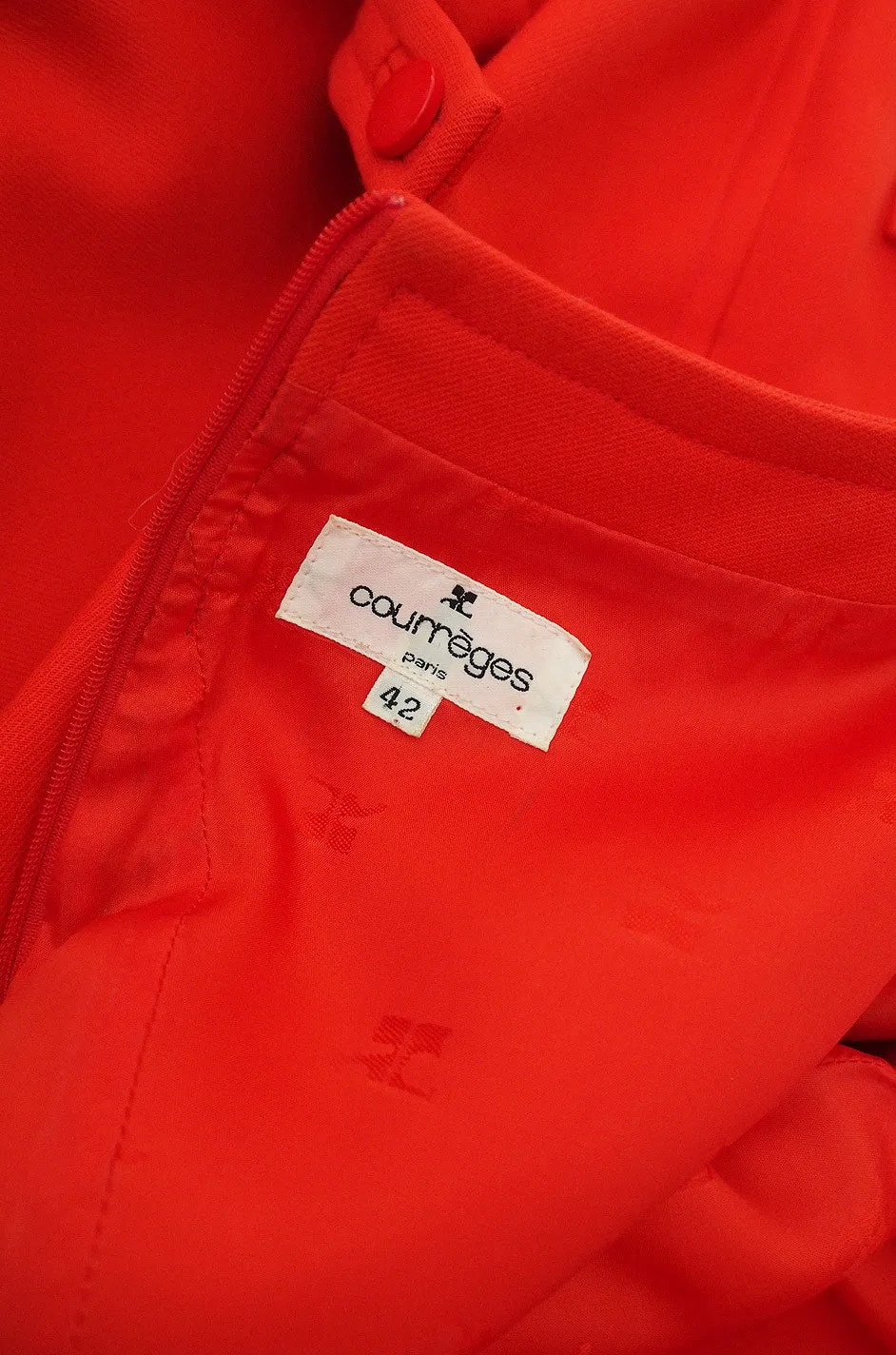 1980s Red Seamed Courreges Shift Dress