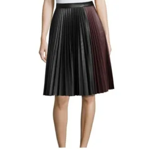 1.STATE faux leather pleated midi skirt
