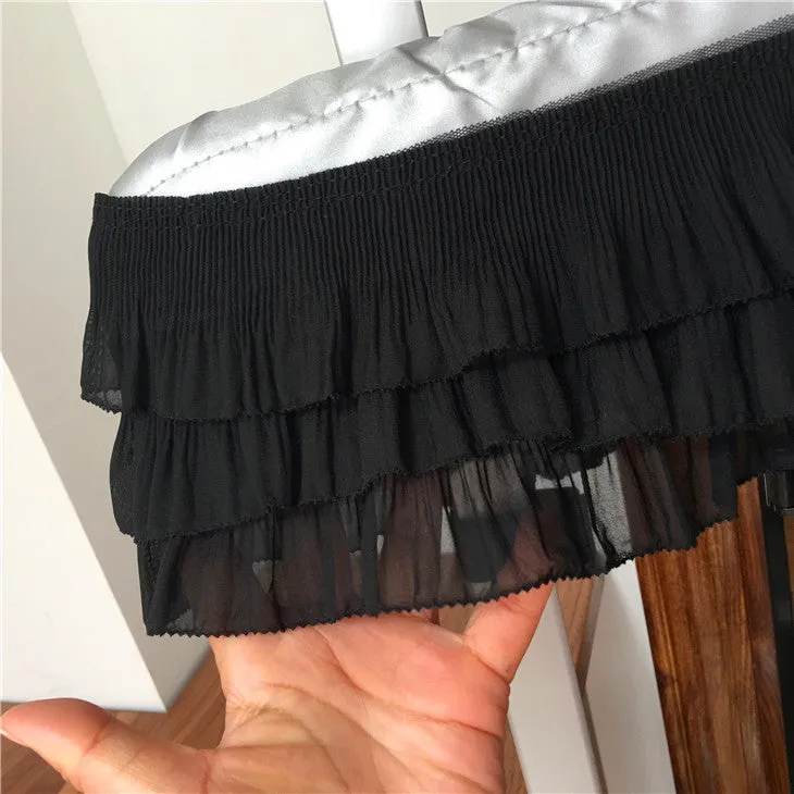 2 Yards 12cm Width 3-Layer Tiered Ruffle Pleated Chiffon Lace Fabric