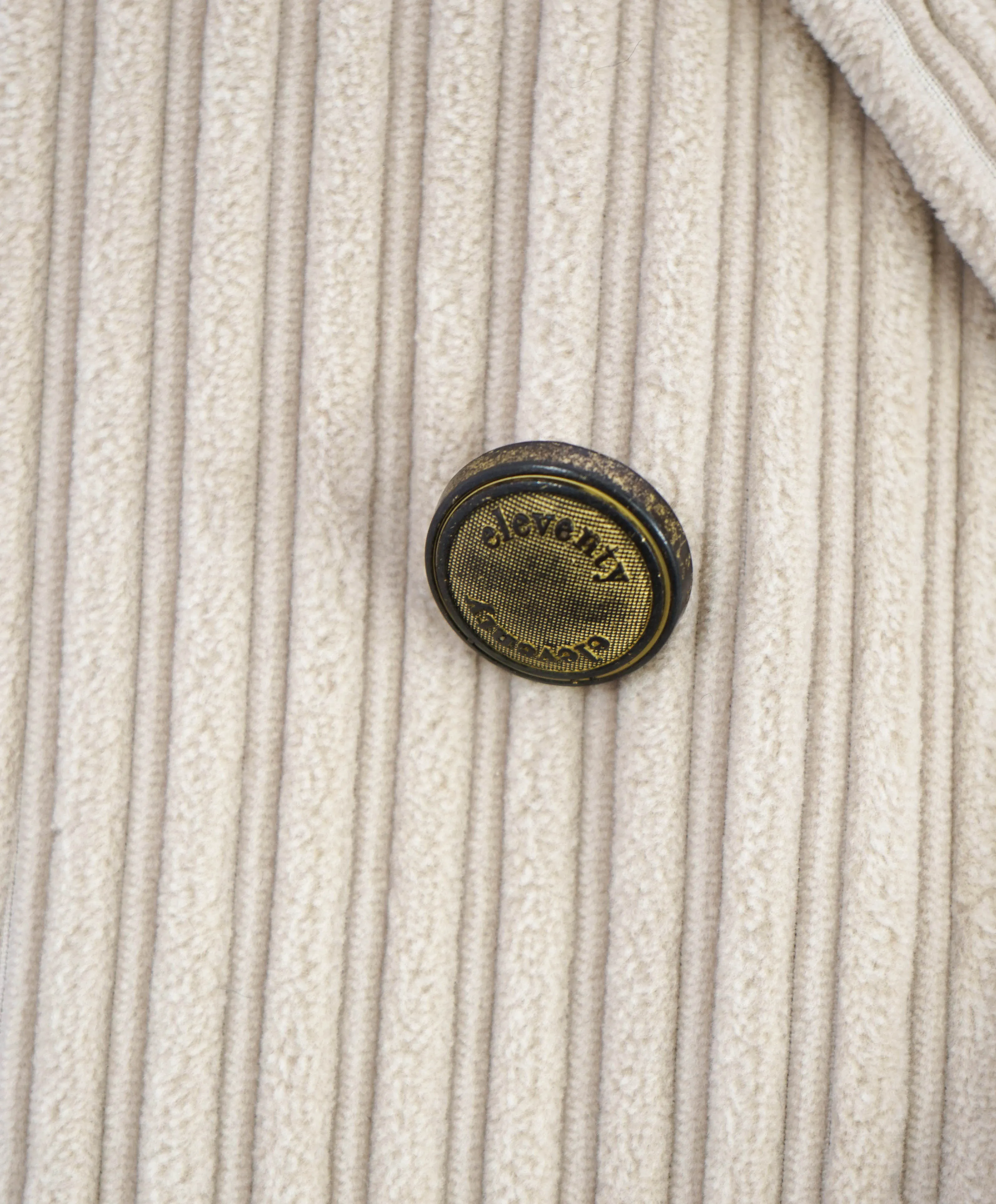 $2,000 ELEVENTY - Cotton Beige Double Breasted Corduroy Coat - 40 US