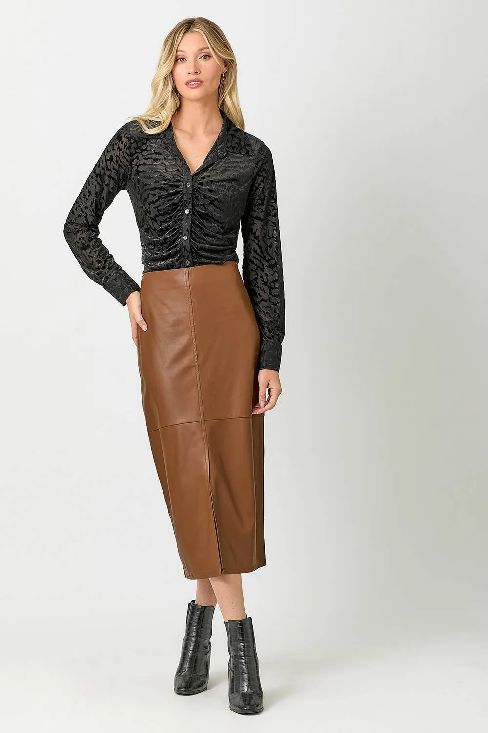 60845 Leather Midi Skirt