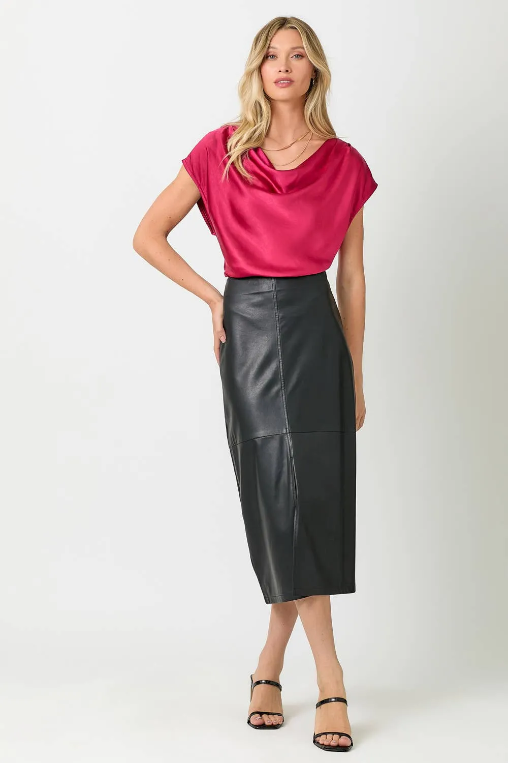 60845 Leather Midi Skirt