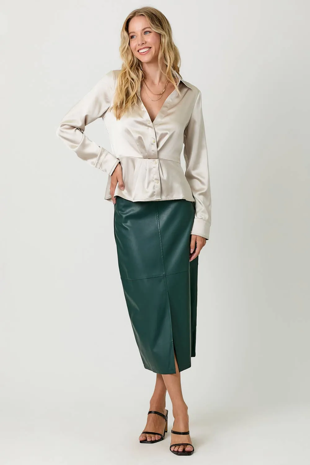 60845 Leather Midi Skirt