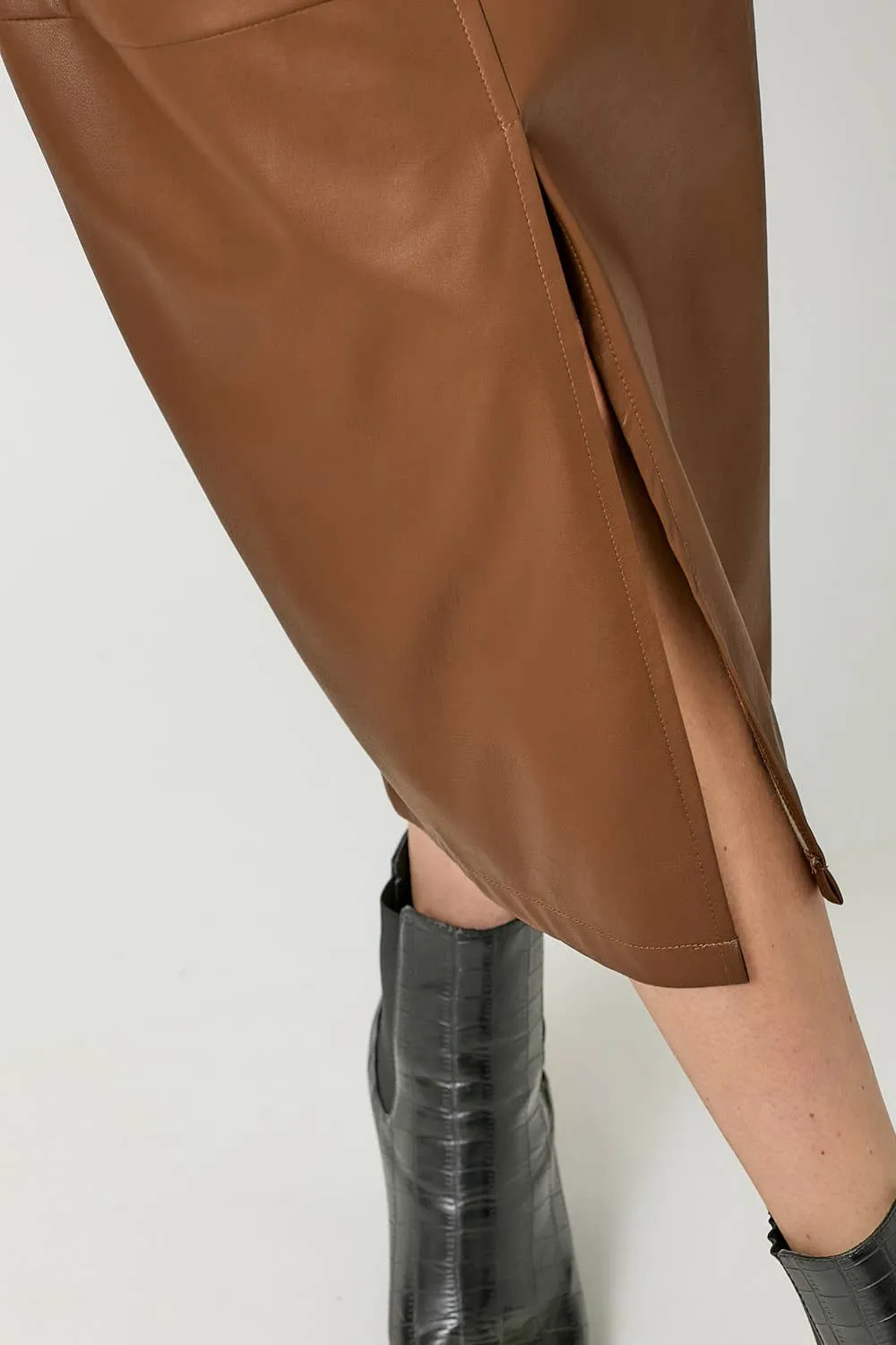 60845 Leather Midi Skirt