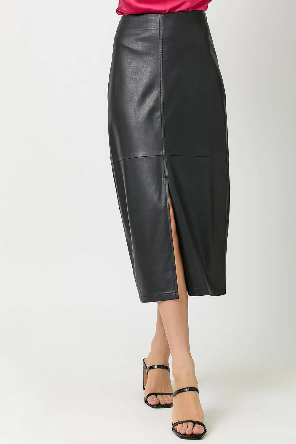 60845 Leather Midi Skirt