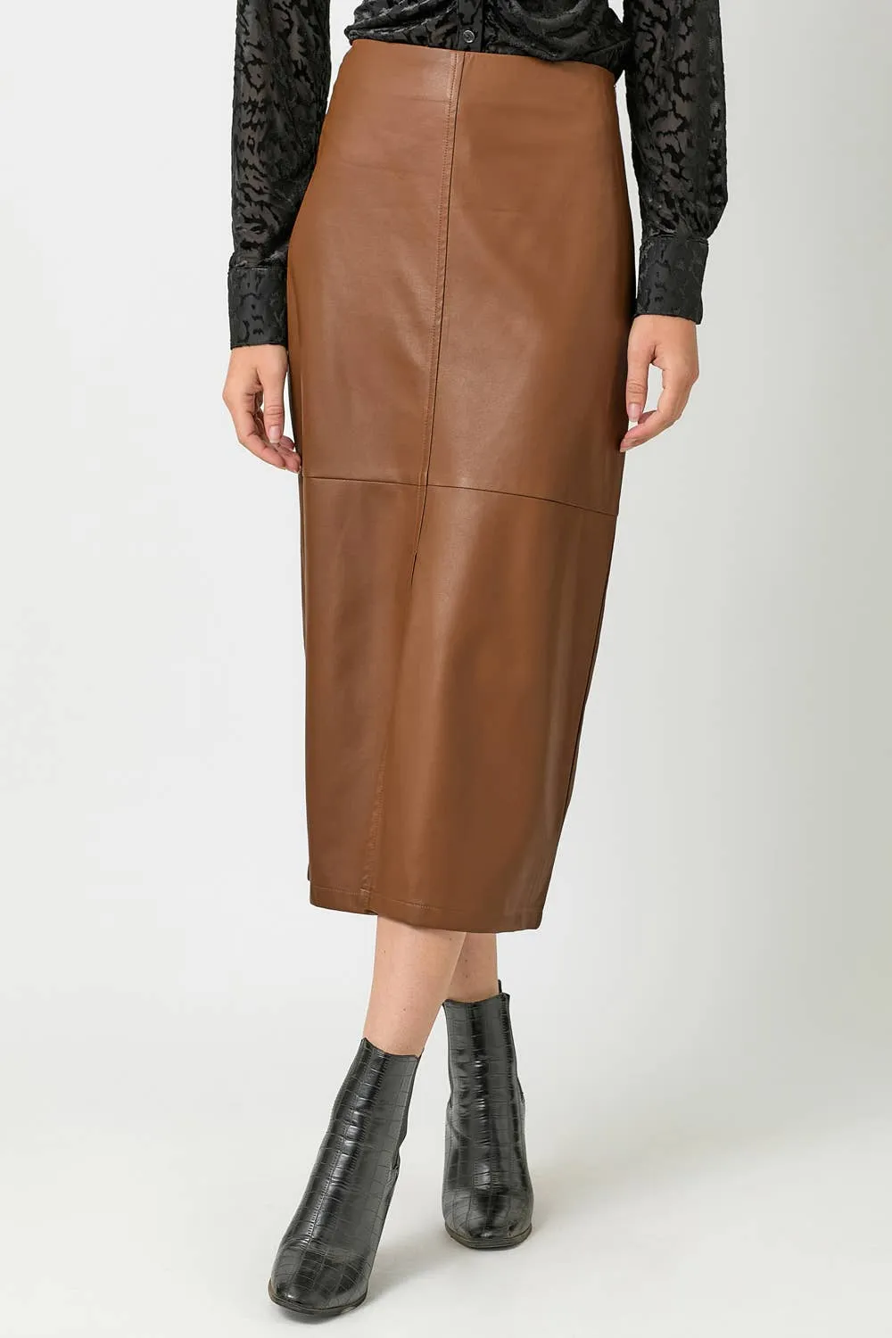 60845 Leather Midi Skirt