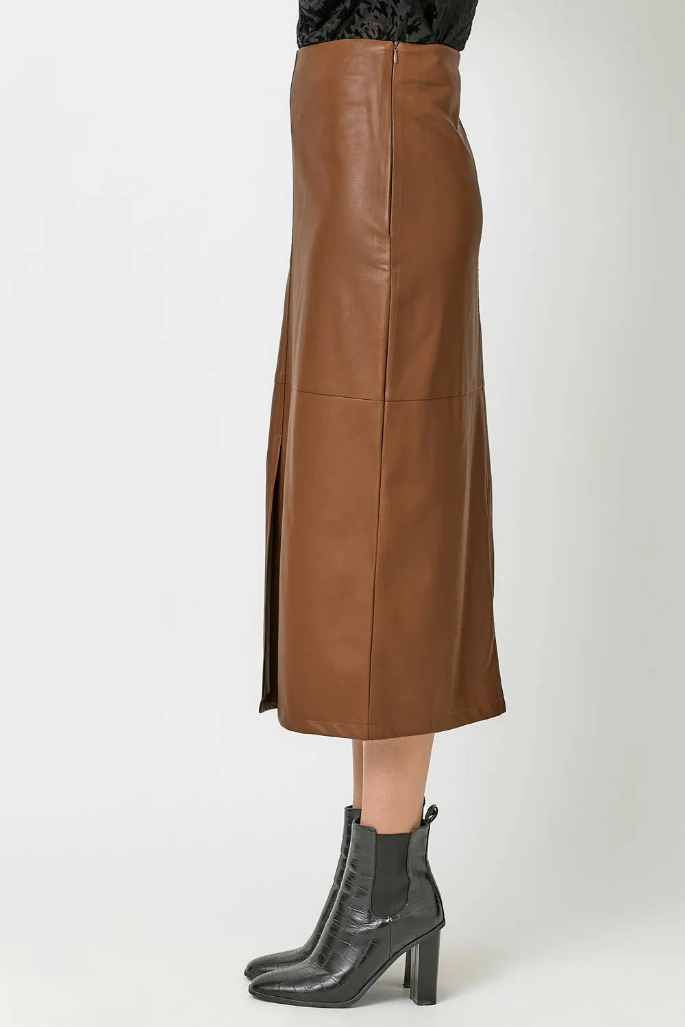 60845 Leather Midi Skirt