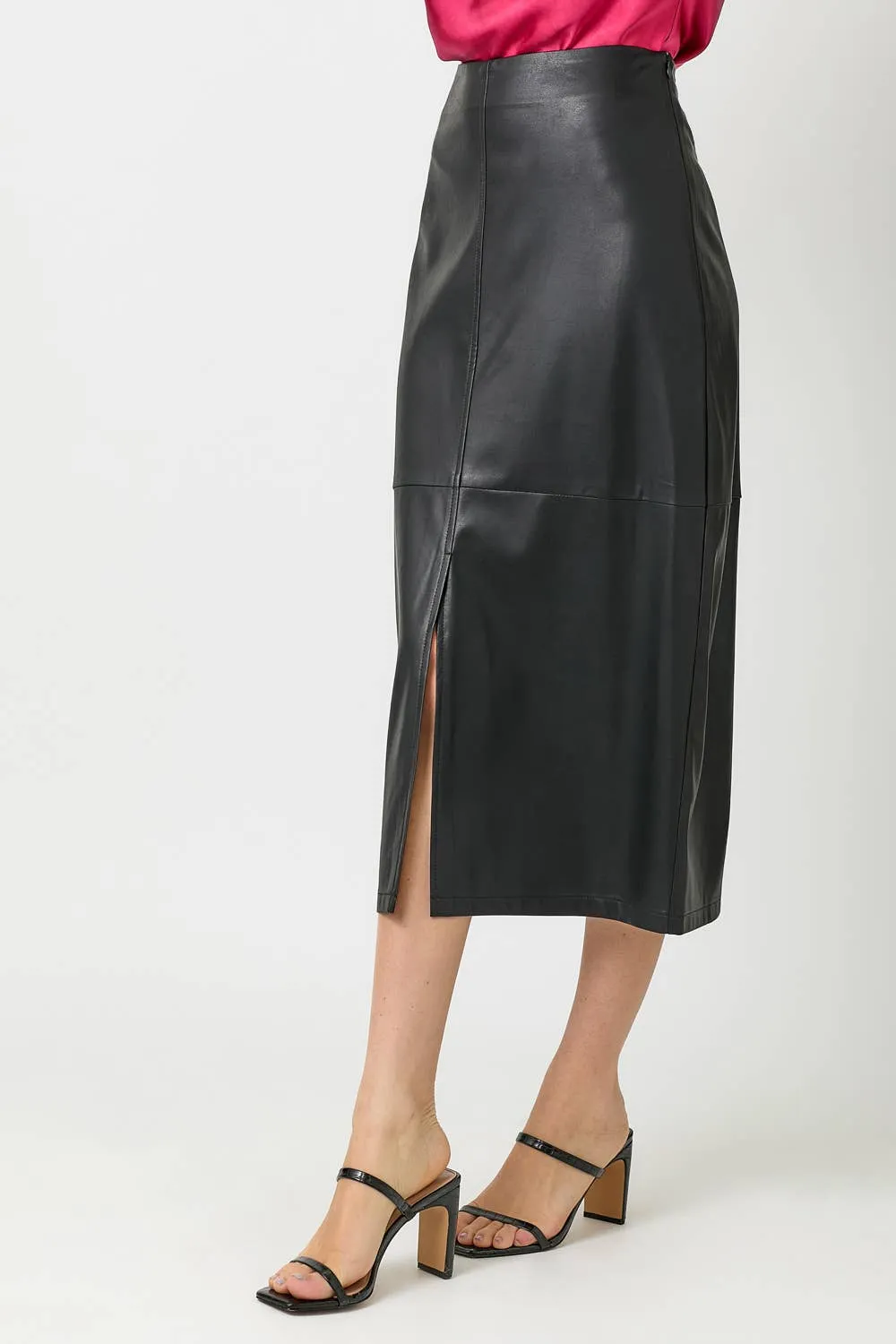 60845 Leather Midi Skirt