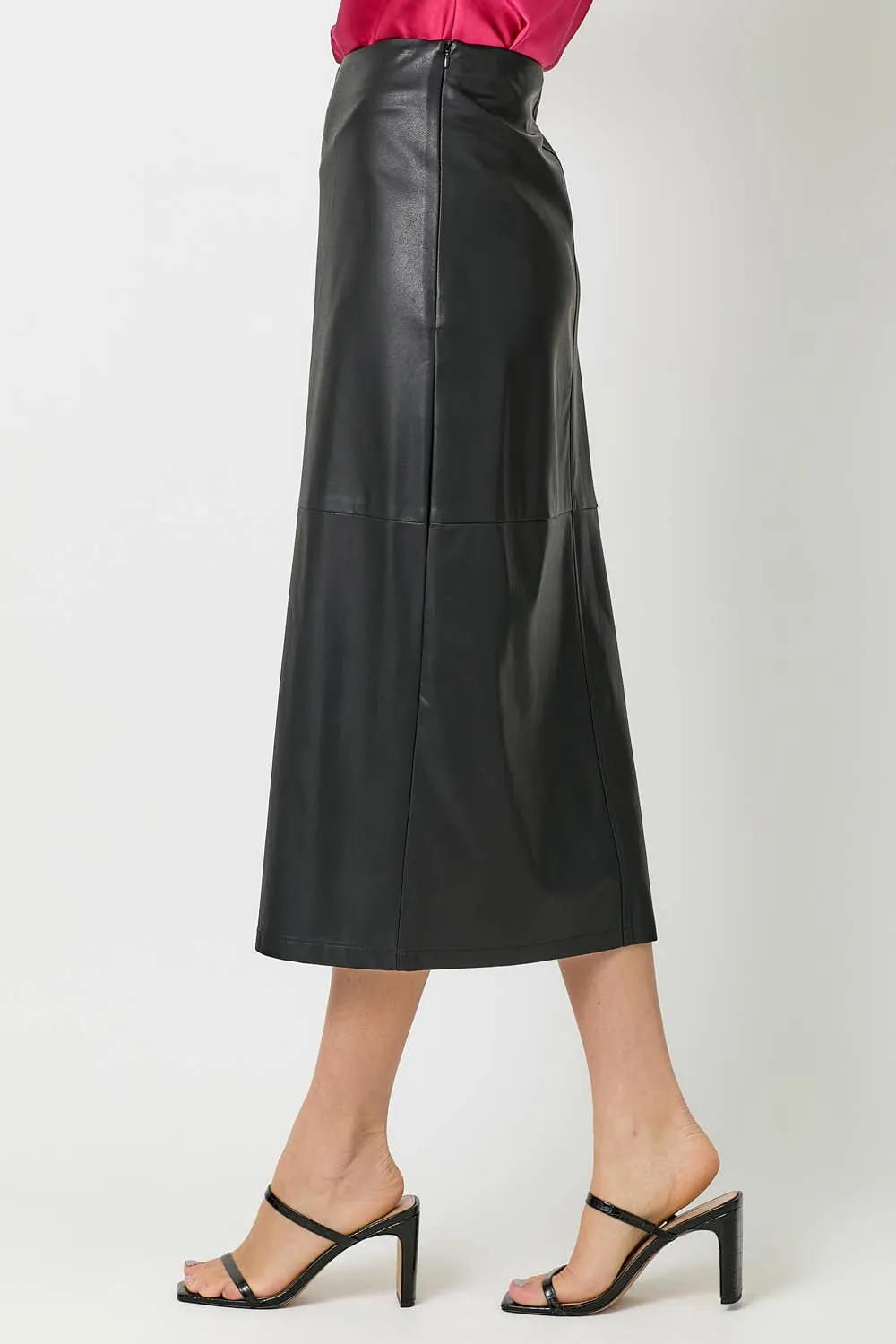 60845 Leather Midi Skirt