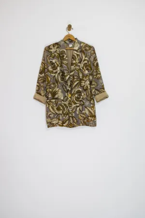 80’s BROWN FLORAL BLAZER / MEDIUM