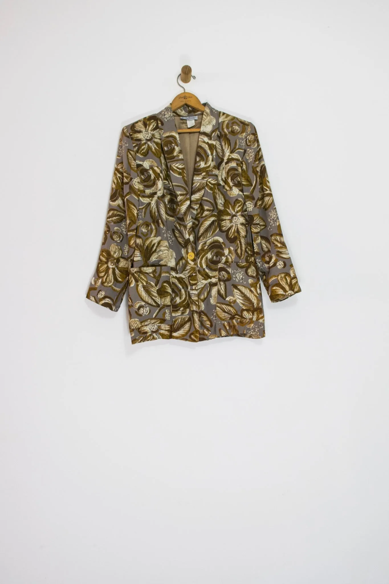 80’s BROWN FLORAL BLAZER / MEDIUM