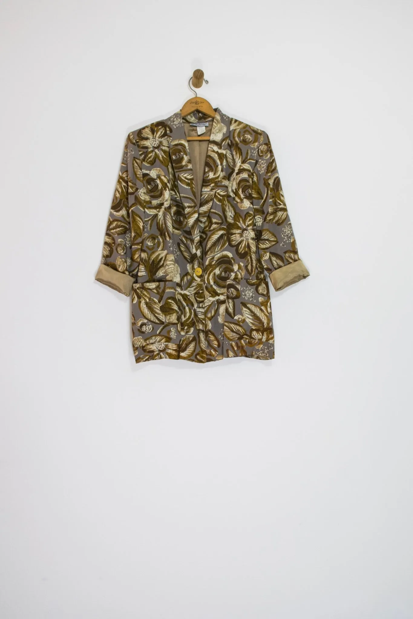 80’s BROWN FLORAL BLAZER / MEDIUM