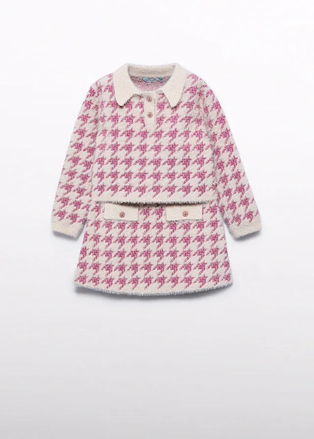 Abel & Lula 5545 Houndstooth Knit Skirt Set In Stock Now