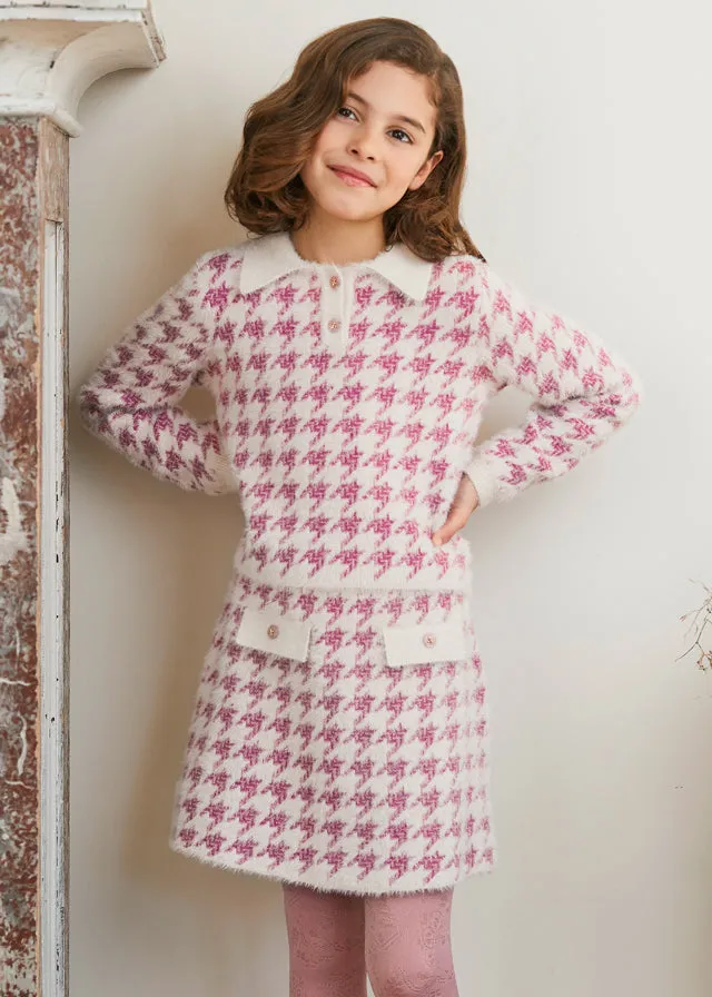 Abel & Lula 5545 Houndstooth Knit Skirt Set In Stock Now