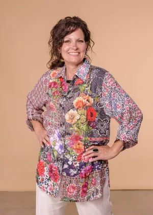 AIS Collared Blouse - Purple Floral