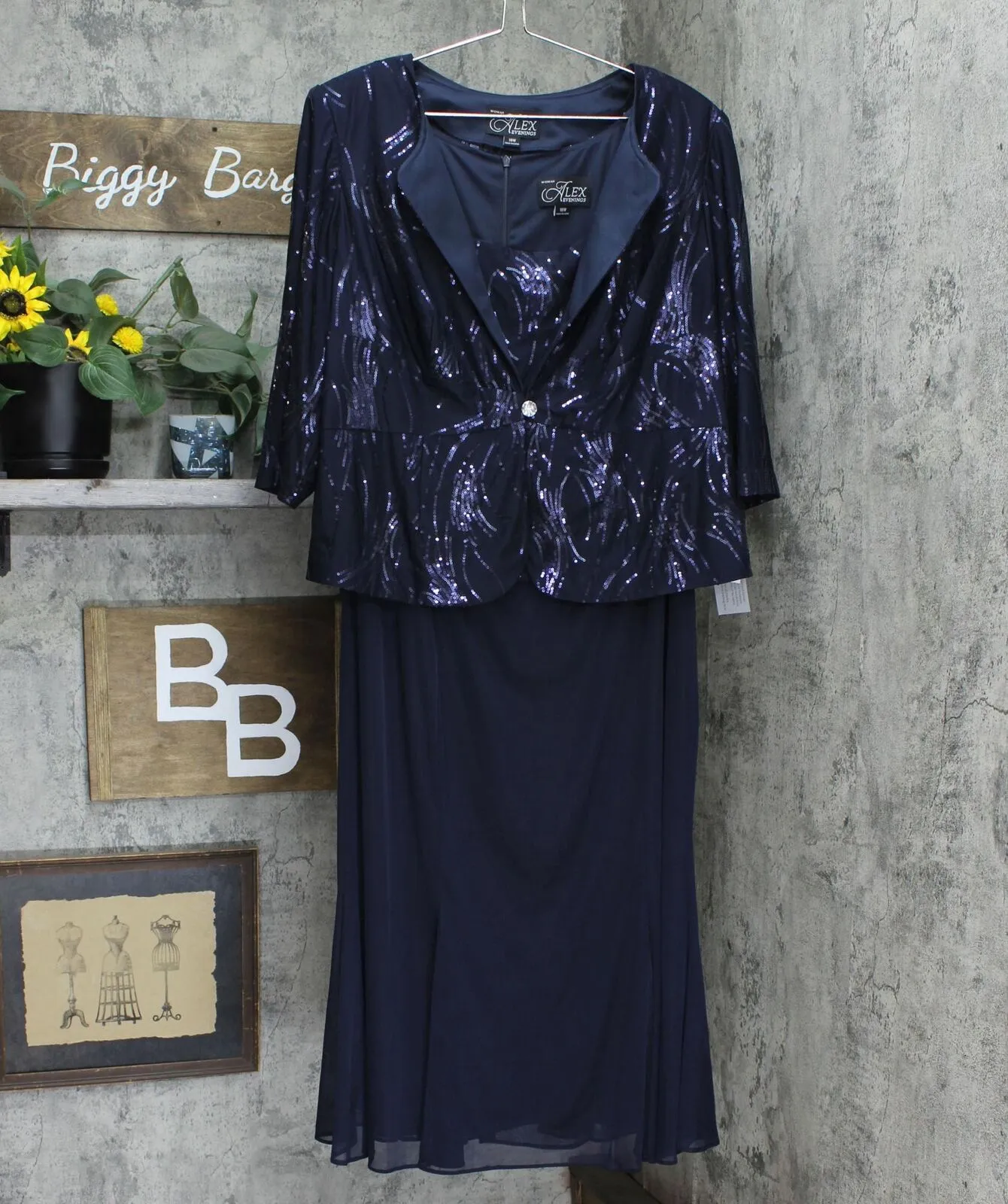 Alex Evenings Plus Size Sequin Mock Two-Piece Dress With Jacket