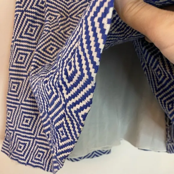 Alice and Olivia Blue And White Geometric Jacquard Mini Skirt