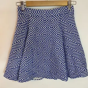 Alice and Olivia Blue And White Geometric Jacquard Mini Skirt