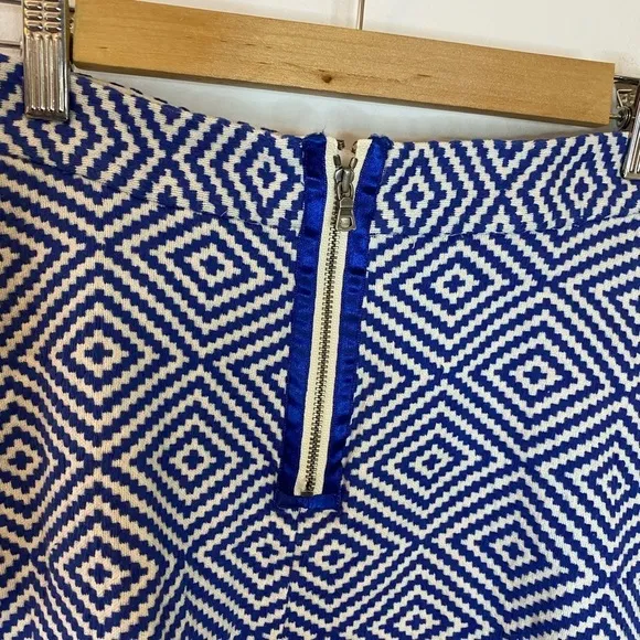 Alice and Olivia Blue And White Geometric Jacquard Mini Skirt