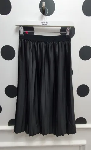 Amber Black Satin Pleated Skirt