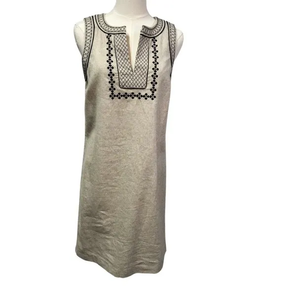 Ann Taylor Sleeveless Embroidered Shift Dress V-neck Womens 2 New Spring Preppy
