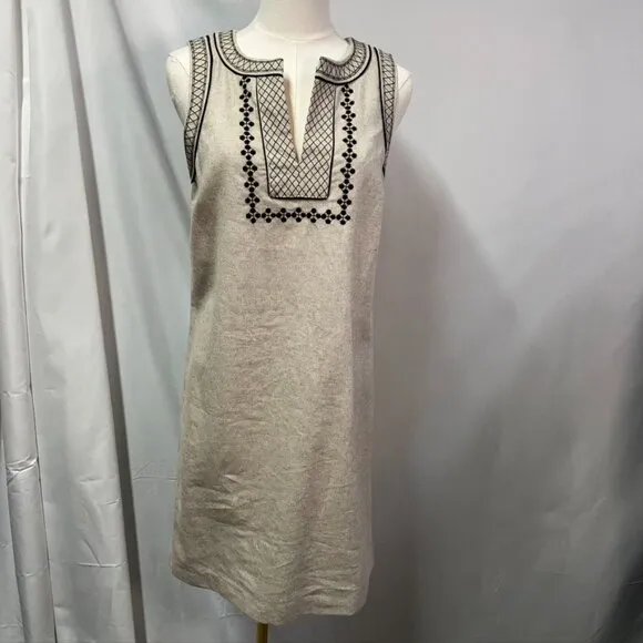 Ann Taylor Sleeveless Embroidered Shift Dress V-neck Womens 2 New Spring Preppy