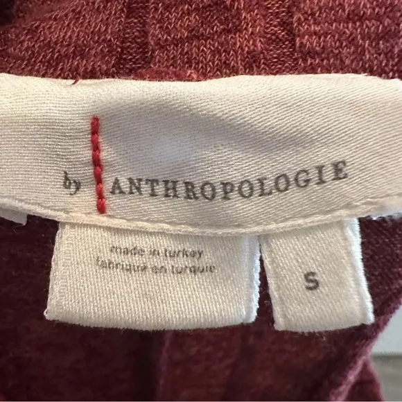 Anthropologie Cranberry Ribbed‎ Ruffle Hem Pull On Stretch Midi Skirt Small Knit