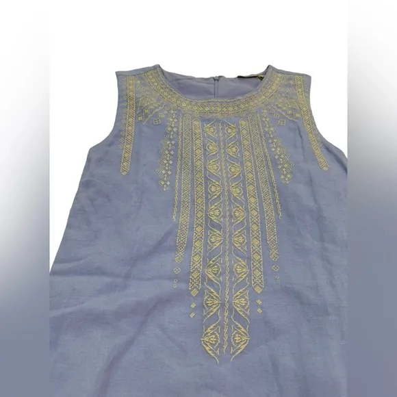 Anthropologie Holding Horses Embroidered Chambray Tunic Shift Dress XXS