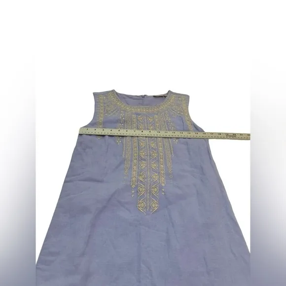 Anthropologie Holding Horses Embroidered Chambray Tunic Shift Dress XXS