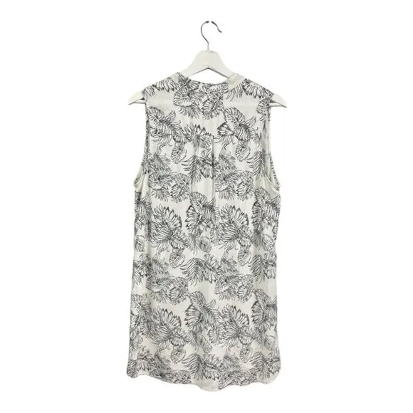 Anthropologie Maeve Lucy &amp; Laurel White Monstera Printed Linen Blend Dress US L