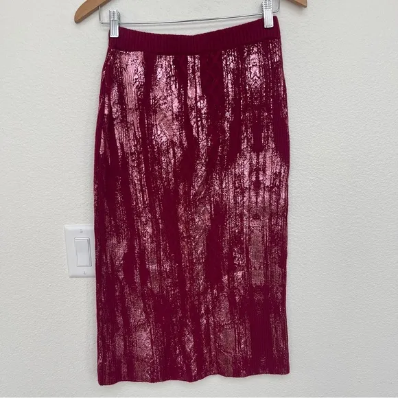 Anthropologie Rue Shimmer Sweater Knit Midi Skirt Size XS