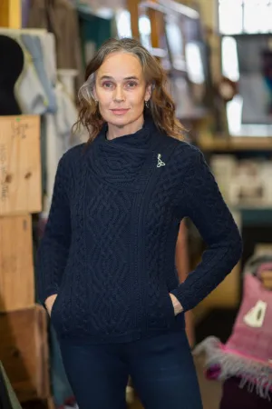 Aran Cable Knit Side Zip Short Coat Sweater