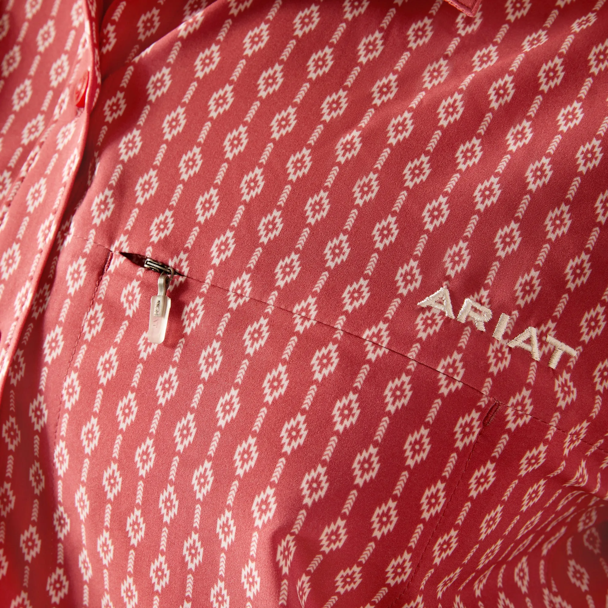 Ariat Blush/White Geo Stripe Print VentTek Button-Down Stretch Blouse for Women