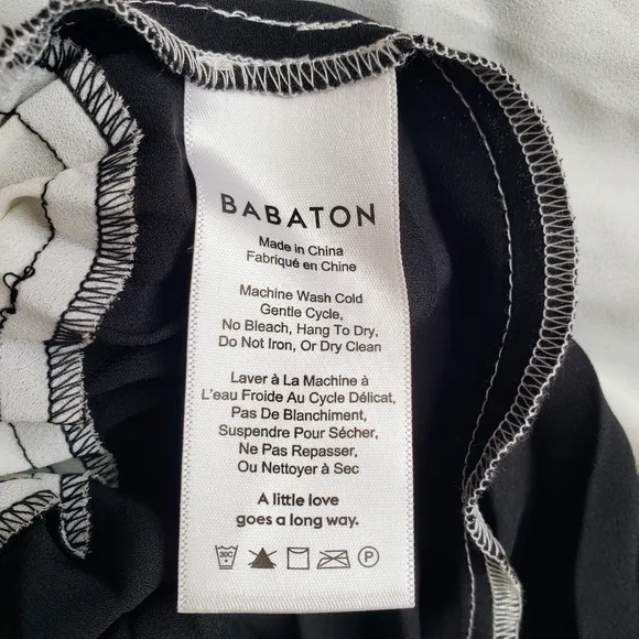 Aritzia Babaton Jude Pleated Skirt Color Block Black White Twirl Size XS NWT
