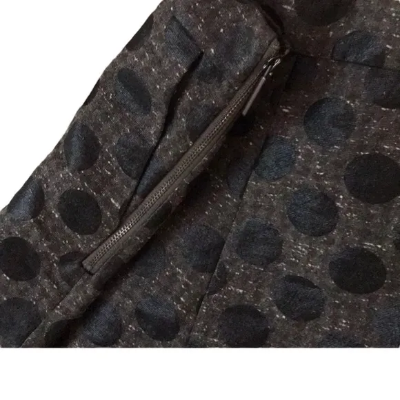ARMANI EXCHANGE A-line Coated Wool Blend Polka-Dot Pleated Skirt in Gray/Black 6