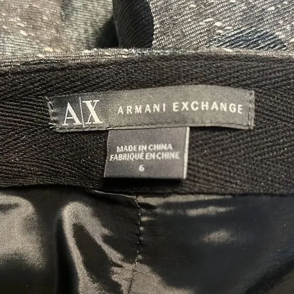 ARMANI EXCHANGE A-line Coated Wool Blend Polka-Dot Pleated Skirt in Gray/Black 6