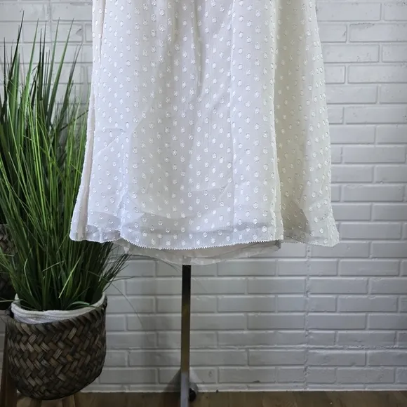 Armani Exchange Ivory Swiss Dot Shift Dress with Button Detail Size Large