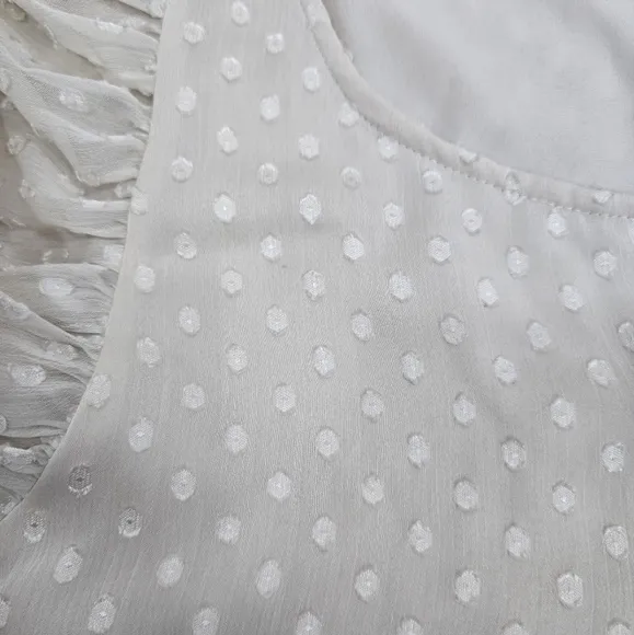 Armani Exchange Ivory Swiss Dot Shift Dress with Button Detail Size Large