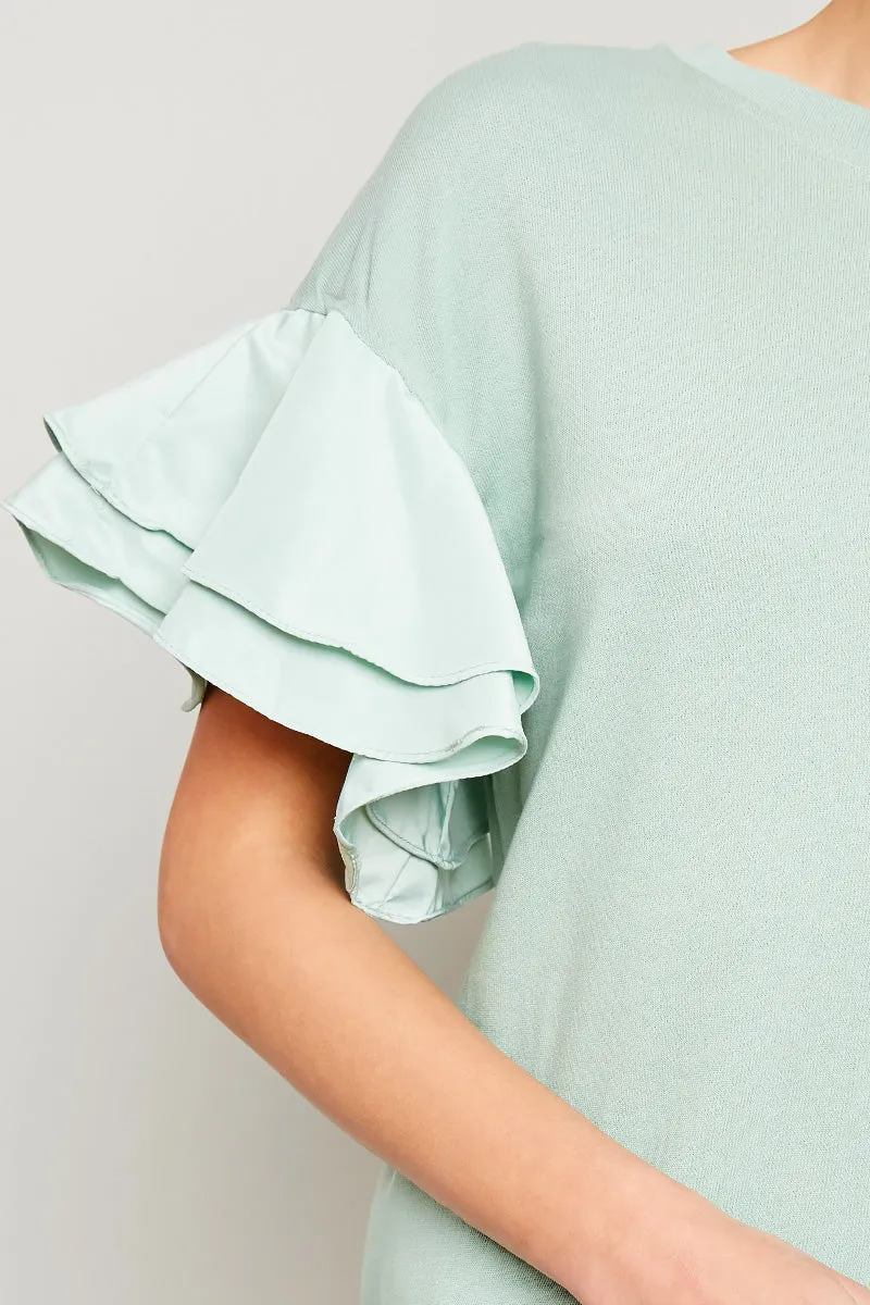 Asymmetric Shoulder Ruffled Shift Dress
