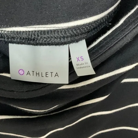 Athleta Midi Skirt Women Black striped Stretch Pull On Side Slit Sz XS T2